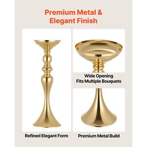 16 PCS Wedding Table Centerpieces Tall 15 Crystal Banquet <b>Vases</b> Easy Installation Electroplated Metal Versatile Wedding <b>Vase</b> - Product Image 4