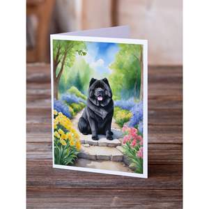 Chow Chow Spring Path Cartes de vœux Lot de 8 capricieux A7 Taille 5x7 Cartes vierges avec enveloppes - Product Image 2