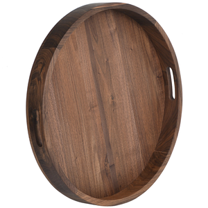 Natural Wood Round Food Serving Tray, High Quality Food Grade Wooden Plate for Restaurants Catering Event Cafeterias At Low Rate - Product Image 1