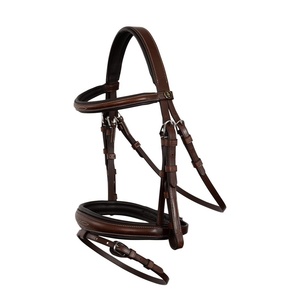 Leather Horse Dressage Bridle Soft Padded Headpiece with Adjustable Straps and <b>Stitched</b> Details - Product Image 1
