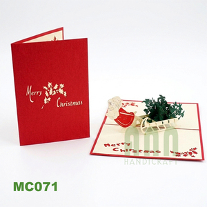 การ์ดอวยพรแบบป๊อปอัพ 3 มิติ ลายคริสต์มาสและปีใหม่ ยี่ห้อ ANN HANDICRAFT รุ่น MC071 ตกแต่งด้วยการเคลือบเงาแบบด้าน พร้อมลายซานต้าขี่รถเลื่อน - Product Image 4