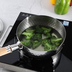 Heavy Duty Stainless Steel Frying <b>Pan</b> with Wooden Handle Gas & <b>Induction</b> Ready Dishwasher Safe for Dal Spices Chinese Cooking - Product Image 3