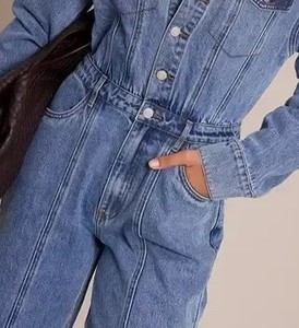 Mono vaquero de pierna ancha para mujer, de moda, de una pieza, atuendo de moda, fabricante mayorista, mono, playsuit, overol, pantalón - Product Image 6