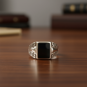 Men's Black Onyx <b>Fine</b> <b>Ring</b> 8.2 Grams Weight - Product Image 3