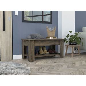 Tavolo Estensibile con Ripiano Inferiore e Scarpiera Poligon, Finitura Marrone Scuro - Product Image 6