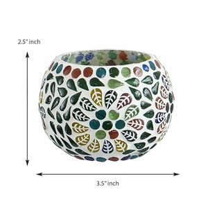Handcrafted Mosaic <b>Glass</b> Candle Holder Decorative Tea <b>Light</b> Votive Bowls for Home Decor - Product Image 2