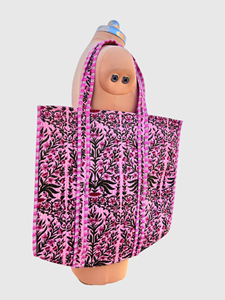 Sac fourre-tout en coton à imprimé floral avec broderie, style bohème, ouvert en haut, sac de shopping toutes saisons - Product Image 3