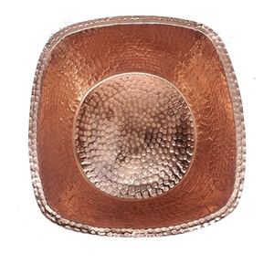 Cuenco de cobre auténtico para baño y hammam, cuencos cuadrados de cobre martillado para pies con acabado brillante. - Product Image 3