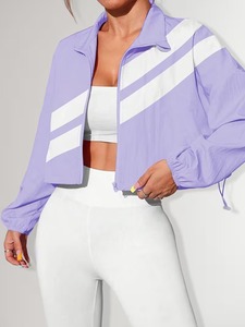 Ensembles de vêtements de sport pour femmes |   Ensemble de survêtement deux pièces : veste zippée à col montant coupe décontractée et pantalon de yoga compressif - Product Image 3