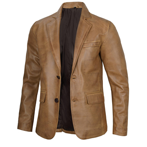 New Arrival Custom Design And Color Men Genuine Leather Blazer <b>Jacket</b> Custom High Quality Turn Down Collar Breathable Windproof - Product Image 1