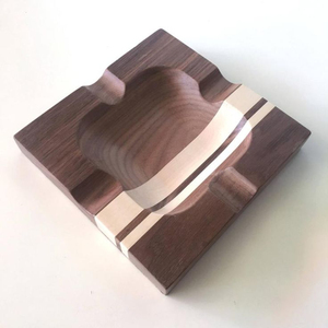 Premium Handcrafted Solid Walnut Wood Cigar <b>Ashtray</b> With Elegant Inlay Square Ash Tray For Men Gifts And Luxury Home Decor - Product Image 1