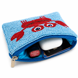 Monedero de cristal con cuentas de cangrejo hecho a mano al por mayor, cartera con cremallera de animales marinos, regalo de playa, mini para mujer, OEM ODM - Product Image 2