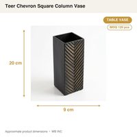 Vase de table carré Chevron en laiton noir mat et fer forgé, fait main, 9 cm, WB Inc India, pour la décoration intérieure, les hôtels et les mariages