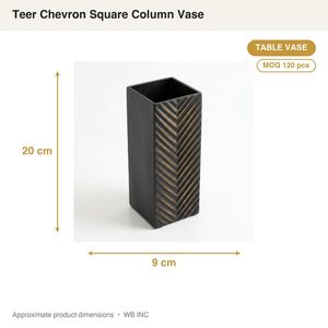 Jarrón de Mesa Cuadrado de Latón Negro Mate Hecho a Mano de 9 cm con Diseño de Chevron de Doble Aspecto para Decoración del Hogar, Hoteles y Bodas - Product Image 3