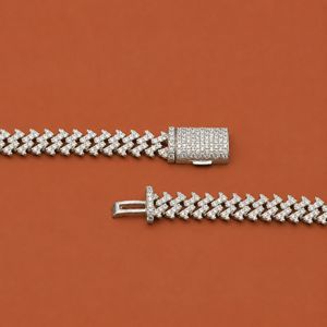 สร้อยคอเงินแท้ S925 แบบ Cuban Link ประดับเพชรโมอิสซาไนต์สำหรับผู้ชาย - Product Image 3