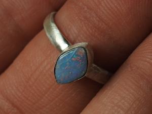 Bague en argent sterling avec opale doublet australienne, finition mate, pierre multi-feu, bijoux pour femmes, cadeau de mariage MS - Product Image 3