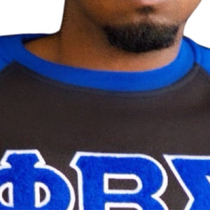 Sudadera de Fraternidad Phi Beta Sigma Azul y Negra con Letras Griegas, Cuello Redondo, Chenilla, Corte Clásico, Premium para Hombre - Product Image 2