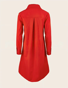 Vestido Camisero Holgado de Mujer para Otoño, con Cintura Baja, Largo hasta el Suelo, Estampado Digital, Ecológico, Lavable, con Solapas y Mangas Enrollables - Product Image 3