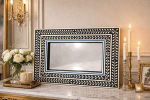 Handmade Wooden Bone Inlay <b>Mirror</b> <b>Rectangle</b> Luxurious Glam Decorative <b>Wall</b> <b>Mirror</b> Luxury Home Decoration By GIFTY CRAFT - Product Image 2