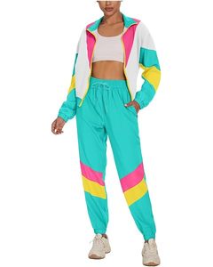 Conjunto Deportivo Retro de los 80s y 90s para Mujer, Traje Deportivo Vintage con Bloques de Color, Disfraz de Fiesta con Accesorios, Venta al Por Mayor - Product Image 4