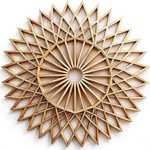 Décoration murale en bois MDF superposé effet soleil - Artisanat 3D contemporain noir 70x70x2 cm rectangulaire fabriqué en Inde Modèle Aqudus Saleem - Product Image 3