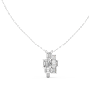 10K Geometric Emerald Cut Diamond Pendant <b>Necklace</b> From Diamond Jewels - Product Image 6