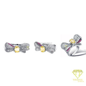 Bague de déclaration en argent sterling 925 avec diamant de laboratoire et pierres d'appoint pour les détaillants de bijoux (vente en gros) - Product Image 4