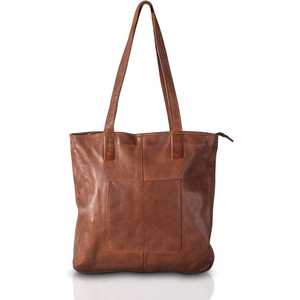 Sac fourre-tout décontracté en cuir véritable, grande capacité, fermeture à glissière, bandoulière, style minimaliste, usage quotidien, marron, unisexe - Product Image 4