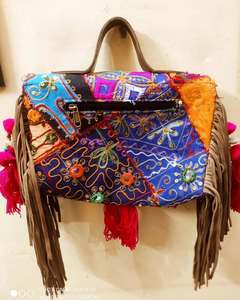 Banjara Vintage Bohemian Cotton Waterproof Multicolor Shoulder Strap Bag Shell Closure Embroidery Chain <b>Decoration</b> for <b>Summer</b> - Product Image 3