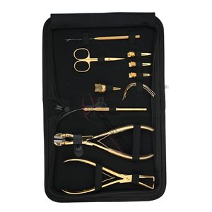 Kit complet d'outils pour extensions de cheveux Microlink et Nano Ring avec pince de retrait de micro-perles, pince à bandes adhésives, aiguilles à boucle, ciseaux - Product Image 1
