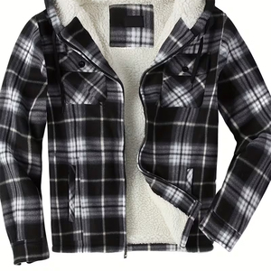 Autumn Winter Men Casual <b>Flannel</b> Plaid Coat Vintage Fleece Fitted Plaid Plus Size Fashion Oversized <b>Flannel</b> <b>Jacket</b> With Pocket - Product Image 4