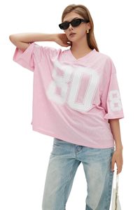 Maillot de football américain rétro personnalisé à col en V classique, coupe courte, imprimé, en maille - Product Image 4