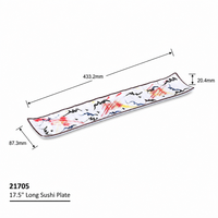 Plato de Sushi Artístico de Melamina Grado A5 de 17.5 Pulgadas con Borde Curvo, Plato para Rollos de Fusion Japonesa para Restaurantes Modernos, OEM