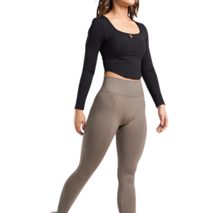 High Waist Seamless Yoga <b>Leggings</b> Full Length Textured <b>Pattern</b> Solid Color Four-Way Stretch Women's Fitness Pants - Product Image 3