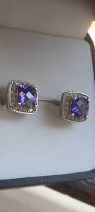 Boucles d'oreilles en argent sterling avec améthyste et zircon, bijoux en pierres précieuses faits à la main, design élégant pour femmes, vente en gros, exportation - Product Image 4