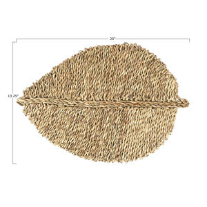 Unique Leaf Seagrass Placemat Thick Braided Straw Tablemat Heat Resistant <b>Coaster</b> Farmhouse Kitchen Decorative Plate Wholesale - Product Image 3