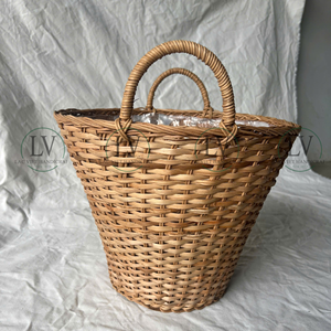 Premium Handcrafted Rattan Flower Pot with <b>Liner</b> Rustic Style <b>Garden</b> Woven Planter Direct Factory Wholesale From Vietnam - Product Image 3