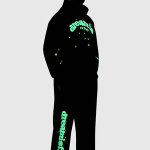 Conjunto Deportivo con Capucha para Hombre Dreamisit, Negro, de Algodón, Estilo Urbano, Sudadera de Manga Larga y Pantalones Deportivos con Estampado Frontal - Product Image 2