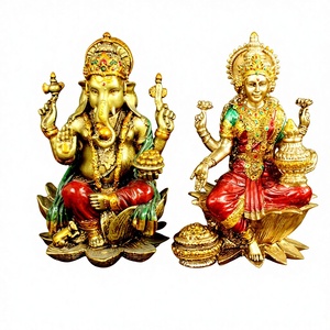 งานฝีมือนิรมลา รูปปั้นพระลักษมีพระพิฆเนศหลากสี ทำจากเรซิ่นโพลีเอสเตอร์ ของตกแต่งทางศาสนา ของขวัญทางศาสนา สำหรับพิธีกรรมพระพุทธะพระศักดิ์สิทธิ์พระพุทธเจ้า - Product Image 1