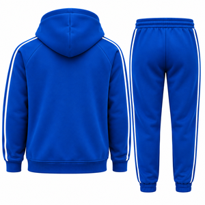 Unisex Blue Hooded Tracksuit Full <b>Zip</b> Sweatshirt with Side <b>Pockets</b> and Matching <b>Jogger</b> Pants Casual Autumn Wear - Product Image 2