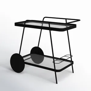 Premium Handmade Eco-Friendly Metal Hotel <b>Trolley</b> Modern Rectangle Serving Cart <b>Four</b> <b>Wheels</b> for Restaurant Banquet Party - Product Image 3