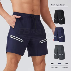 Pantaloncini sportivi da <span class=keywords><strong>uomo</strong></span> <span class=keywords><strong>blu</strong></span> <span class=keywords><strong>navy</strong></span> ad asciugatura rapida con coulisse in vita e tasche laterali, lunghezza <span class=keywords><strong>Bermuda</strong></span>, tinta unita, stile sportivo - Product Image 3