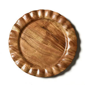 Assiette de table en bois d'acacia massif naturel, assiette de présentation en bois d'acacia, plateau de service artisanal pour une décoration de table élégante - Product Image 1