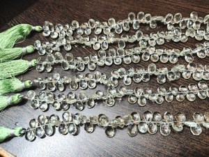 Perles d'améthyste verte naturelle, forme poire facettée, 7 x 11 mm, vendues par brin de 8 pouces de long - Product Image 2