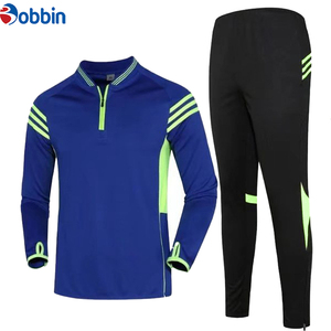 Conjunto Deportivo de Fútbol para Hombre, Camiseta de Manga Larga, Pantalones Negros, Top Azul, Absorbe la Humedad, Ropa de Entrenamiento de Manga Larga para Adultos, Todas las Temporadas - Product Image 4