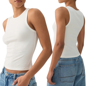 Débardeur tricoté respirant personnalisé pour femme, vente en gros, sans manches, uni, en Spandex et Nylon, imprimé délavé, pour l'été - Product Image 1