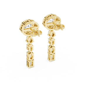 Fine Design Cubic Zirconia 14K Gold Sterling Silver Diamond two Earrings women <b>gifting</b> for her - Product Image 4