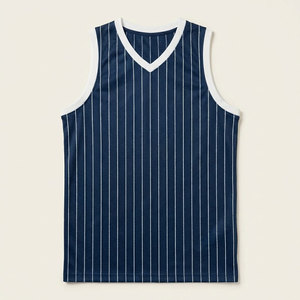 Camiseta de Baloncesto a Rayas para Hombre, Sin Mangas, Cuello en V, Poliéster que Absorbe la Humedad, Uniforme para Todas las Temporadas, Ropa Deportiva para Adultos - Product Image 2