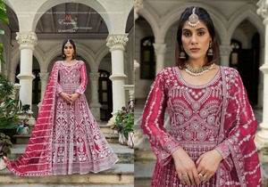 Robe Anarkali brodée violette, séchage rapide, coupe ample, longueur ras du sol, style A-line, vintage moderne, pour mariage et soirée, pour femme - Product Image 4