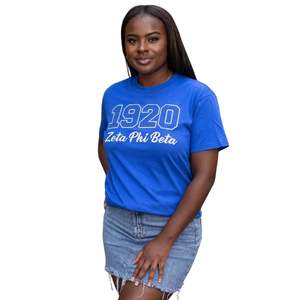 T-shirt bleu royal 1920 Zeta Phi Beta pour femmes, avec lettres grecques, décontracté, Streetwear, haut en coton de qualité supérieure - Product Image 1